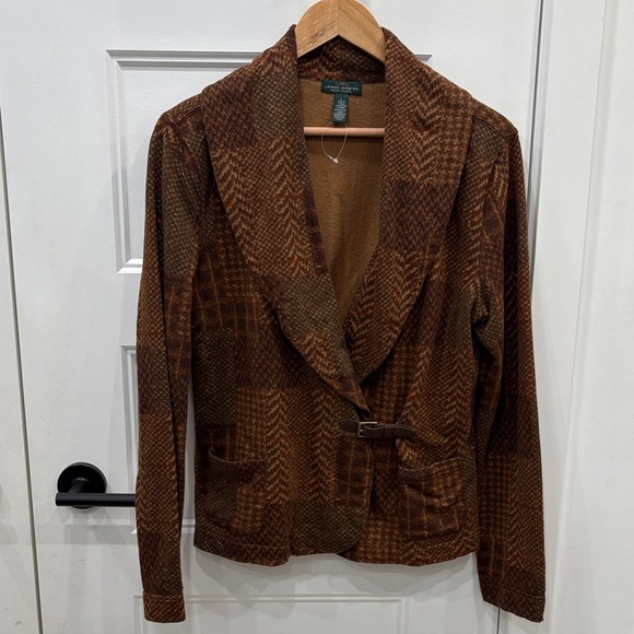 Ralph Lauren Jackets & Blazers - Ralph Lauren Brown Patterned Shawl Collar Blazer